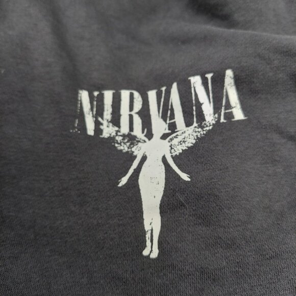 Nirvana H&M Mens Gray Nirvana Logo Hoodie Size Medium READ - Picture 4 of 15